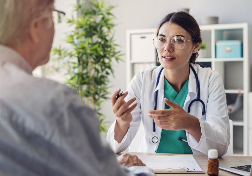 Doctor and patient are discussing at clinic